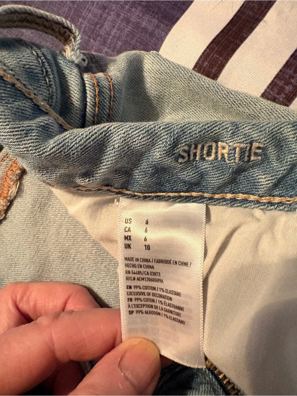 American Eagle Outfitters Light Blue Distressed Denim Shorts with Lace